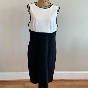 Ann Taylor sleeveless mini dress black/white/green